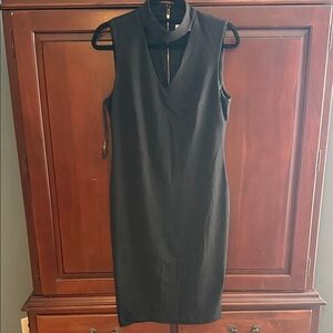 Calvin Klein Black Hickneck, gold zipper Dress